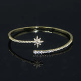 Crystal Silver Bracelet Bangle with Sparkling Stars