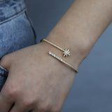 Crystal Silver Bracelet Bangle with Sparkling Stars