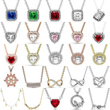 Sparkling Heart Helm Script Collier Necklace 925 Sterling Silver Jewelry