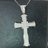 925 Silver Cross Pendant with Clear Cubic Zirconia - Wedding Necklace