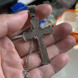 925 Silver Cross Pendant with Clear Cubic Zirconia - Wedding Necklace