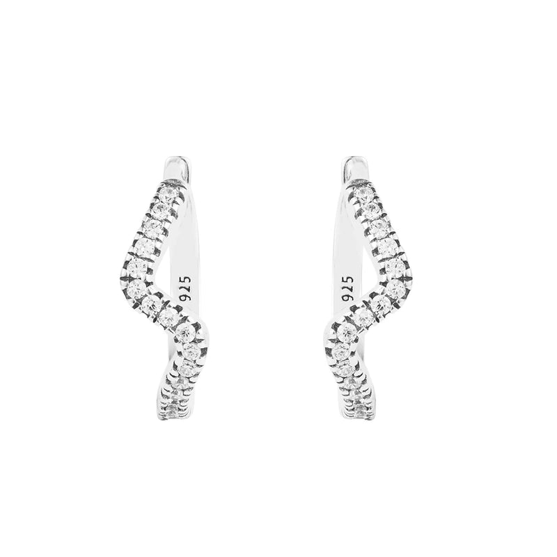 Wave Hoop Earring Crystal Silver S925 Round Earrings Women