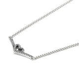 Sparkling Wishbone Heart Collier Necklace 925 Sterling Silver