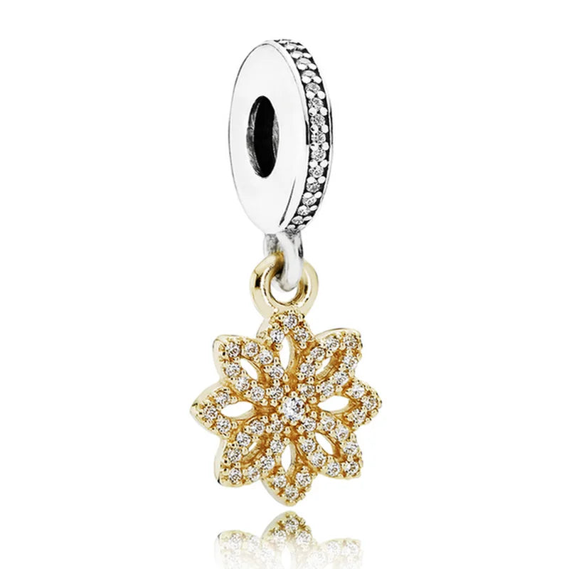 Snowflake Lace Botanique Pendant Charm 925 Sterling Silver Bead