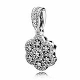 Snowflake Lace Botanique Pendant Charm 925 Sterling Silver Bead