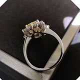 Yellow Zircon 925 Silver Geometric Wedding Bands Ring Women's Engagement