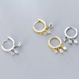 Zircon Pendant 925 Silver Hoop Earrings for Women