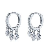 Zircon Pendant 925 Silver Hoop Earrings for Women