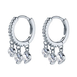 Zircon Pendant 925 Silver Hoop Earrings for Women