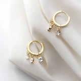 Zircon Pendant 925 Silver Hoop Earrings for Women