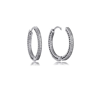 Sterling Silver CZ Wedding Hoop Earrings 27MM
