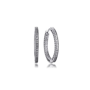 Sterling Silver CZ Wedding Hoop Earrings 27MM