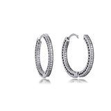 Sterling Silver CZ Wedding Hoop Earrings 27MM