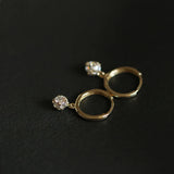 Sparkling Zircon Small Earrings S925 Silver Plated 14K