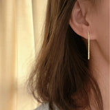 S925 Sterling Silver Long Tassel Earrings, Gold-Plated, Elegant Female Jewelry