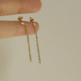 S925 Sterling Silver Long Tassel Earrings, Gold-Plated, Elegant Female Jewelry