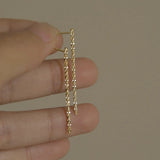 S925 Sterling Silver Long Tassel Earrings, Gold-Plated, Elegant Female Jewelry