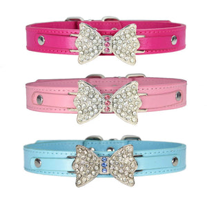 Rhinestone Bow Collar Necklace Choker Chain Leash Dark Gothic Cosplay