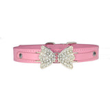 Rhinestone Bow Collar Necklace Choker Chain Leash Dark Gothic Cosplay