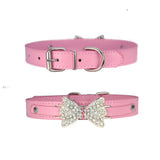 Rhinestone Bow Collar Necklace Choker Chain Leash Dark Gothic Cosplay
