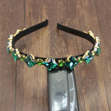 Green Pink Gem Baroque Headband Women's Crown