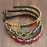 Green Pink Gem Baroque Headband Women's Crown