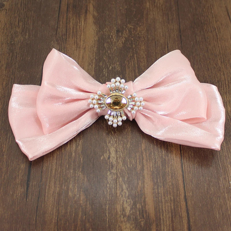 Red Pink Sparkle Hairpin Bow Crystal Barrette