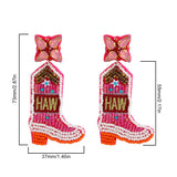 Sparkly Rhinestone Beaded Western Cowboy Boot Earrings