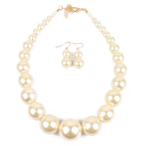 Vintage Pearl Necklace Earrings Set Wedding Women Jewelry