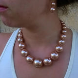 Vintage Pearl Necklace Earrings Set Wedding Women Jewelry