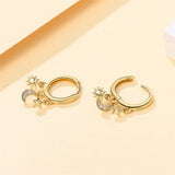 925 Silver Sun Star Moon Triple Earrings for Women