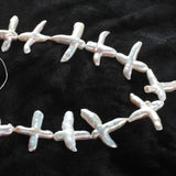 Cross Shape Cultured Baroque Pearl Beads 25-40mm DIY Women's Jewelry 15in
