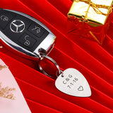 Custom Engraved Initials Date Keychain Couples Love Gift