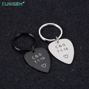 Custom Engraved Initials Date Keychain Couples Love Gift