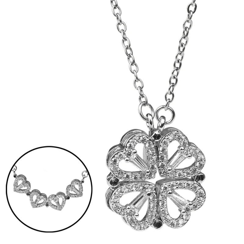 Four-leaf Clover Heart Pendant Necklace Women Gift Jewelry