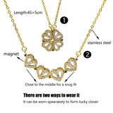 Four-leaf Clover Heart Pendant Necklace Women Gift Jewelry