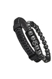 Men's Leather and Stone Bracelet