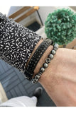 Men's Leather and Stone Bracelet