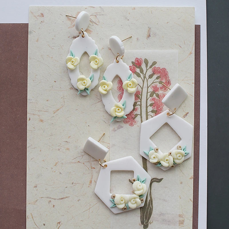 Vintage Floral Holiday Earrings Set