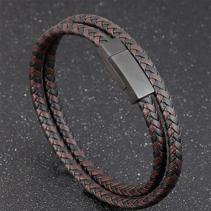 Men's Leather Bracelet Splicing Three Colors DIY Size