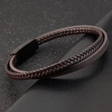 Men's Leather Bracelet Splicing Three Colors DIY Size