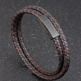 Men's Leather Bracelet Splicing Three Colors DIY Size