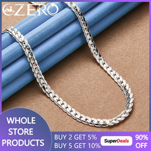 925 Sterling Silver 6mm Chain Necklace Men Women Wedding Jewelry