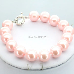 10mm Pink Glass Pearl Beads Bracelet for Women