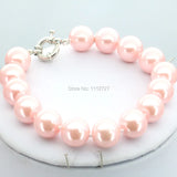 10mm Pink Glass Pearl Beads Bracelet for Women