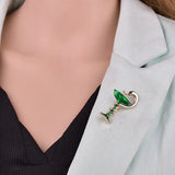 Special Red Trophy Memorial Cup Snake Brooch Enamel Gold-color Alloy Pin