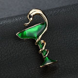 Special Red Trophy Memorial Cup Snake Brooch Enamel Gold-color Alloy Pin