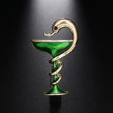 Special Red Trophy Memorial Cup Snake Brooch Enamel Gold-color Alloy Pin