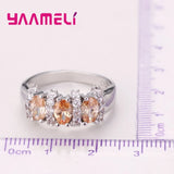 Oval Cut CZ Crystal Stone Finger Rings for Women