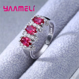 Oval Cut CZ Crystal Stone Finger Rings for Women